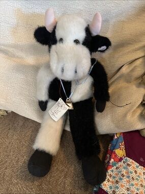 Vintage Mary Meyer Tanker Cow Plush 1996 w Tag Bell